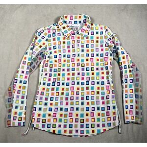 IBKUL Top Womens M Ruched Side 1/4 Zip Performance Shirt UPF 50+ Breathable-EUC